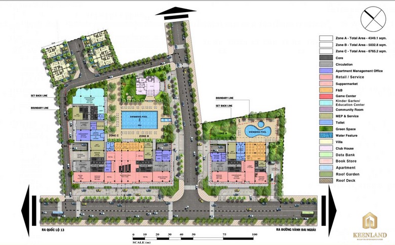 Mặt bằng tổng thể dự án Urban Green Thủ Đức với chú thích các khu chức năng